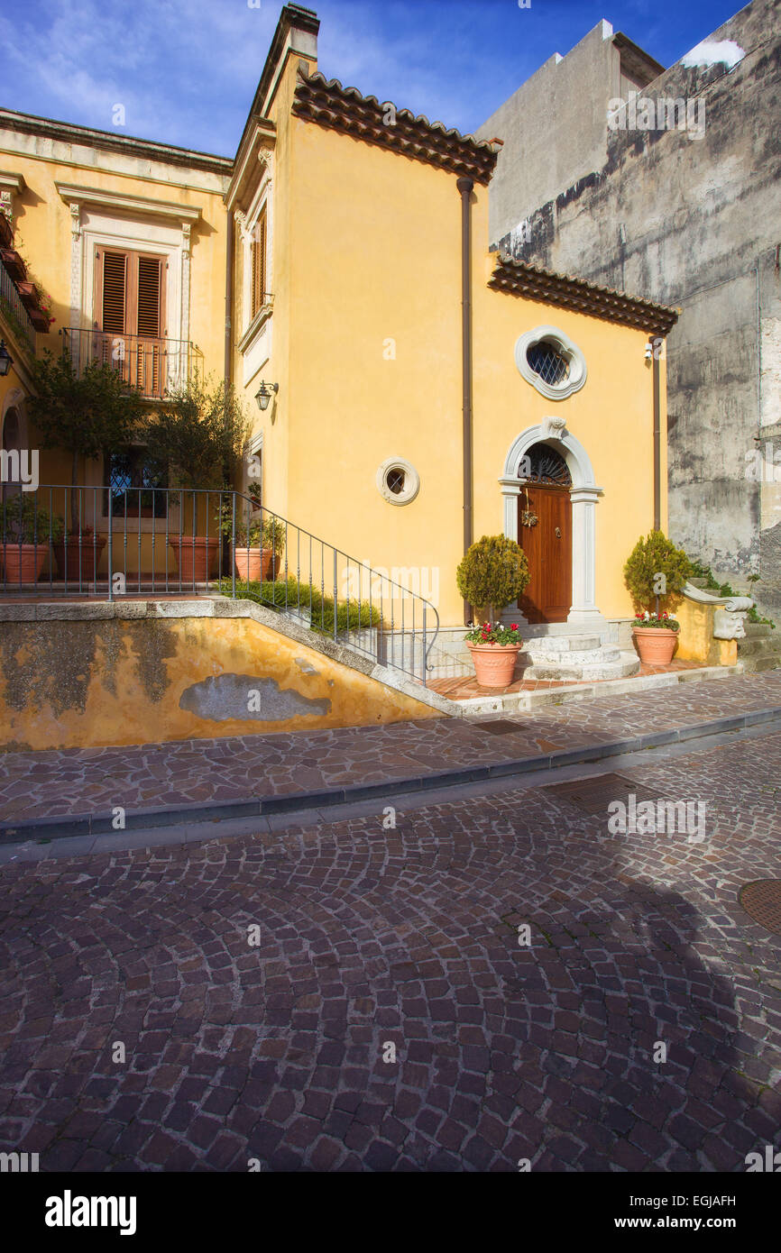 Homes in Rometta town, Sicily, Italy Stock Photo Alamy