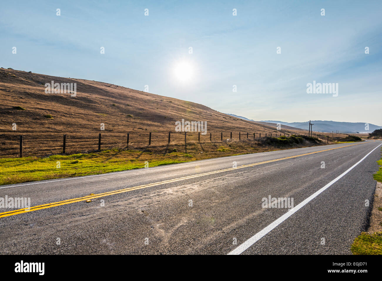 View of U.S. Highway 1 in the early morning. Big Sur, California, USA. Stock Photo