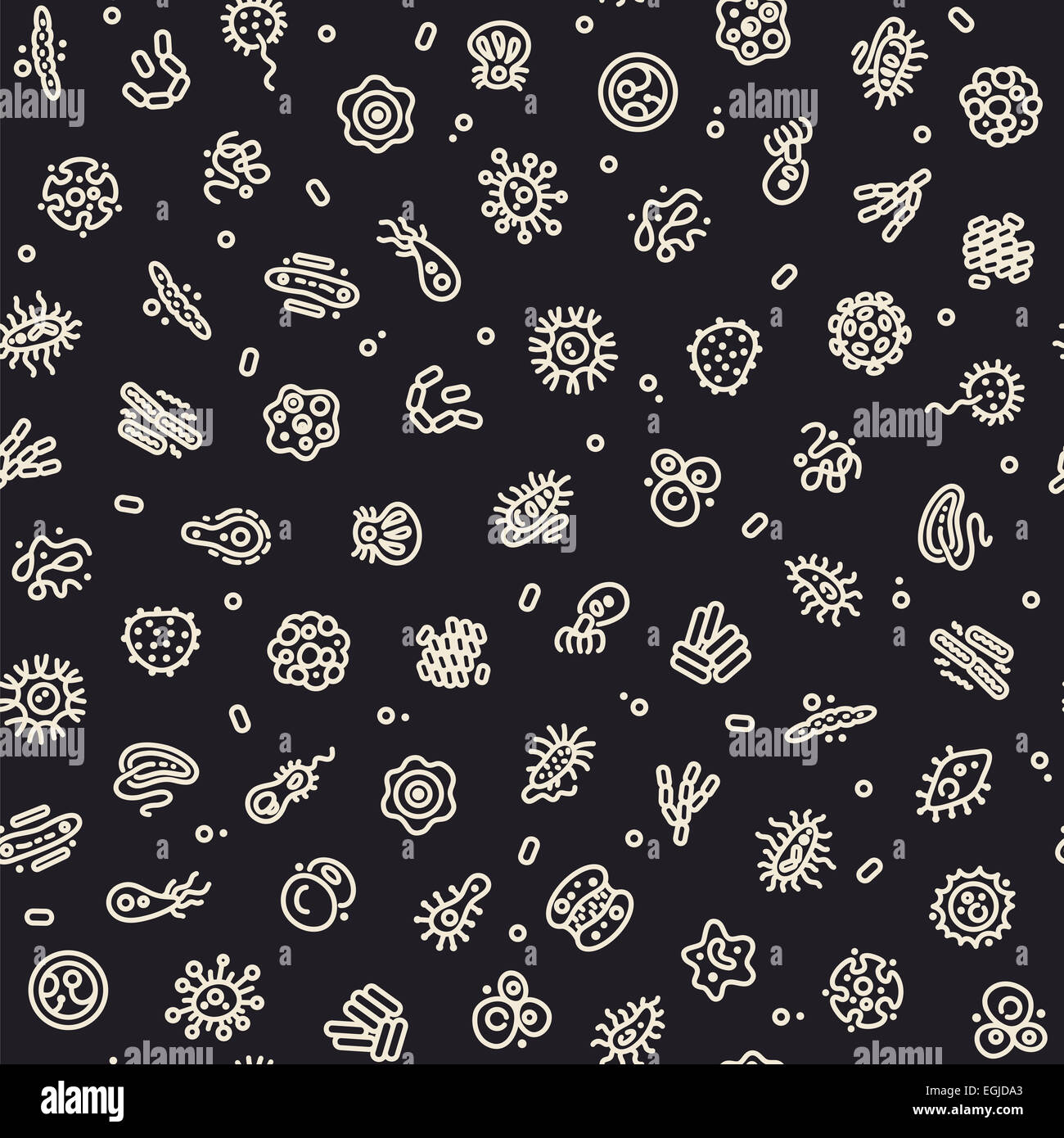 Dark Seamless Pattern with Bacteria and Germs Stock Photo - Alamy