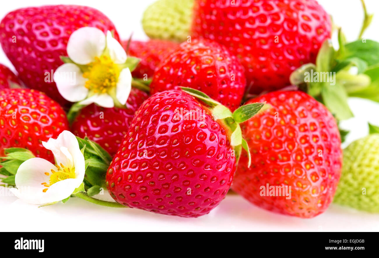 ripe strawberries isolated on white background Stock Photo - Alamy