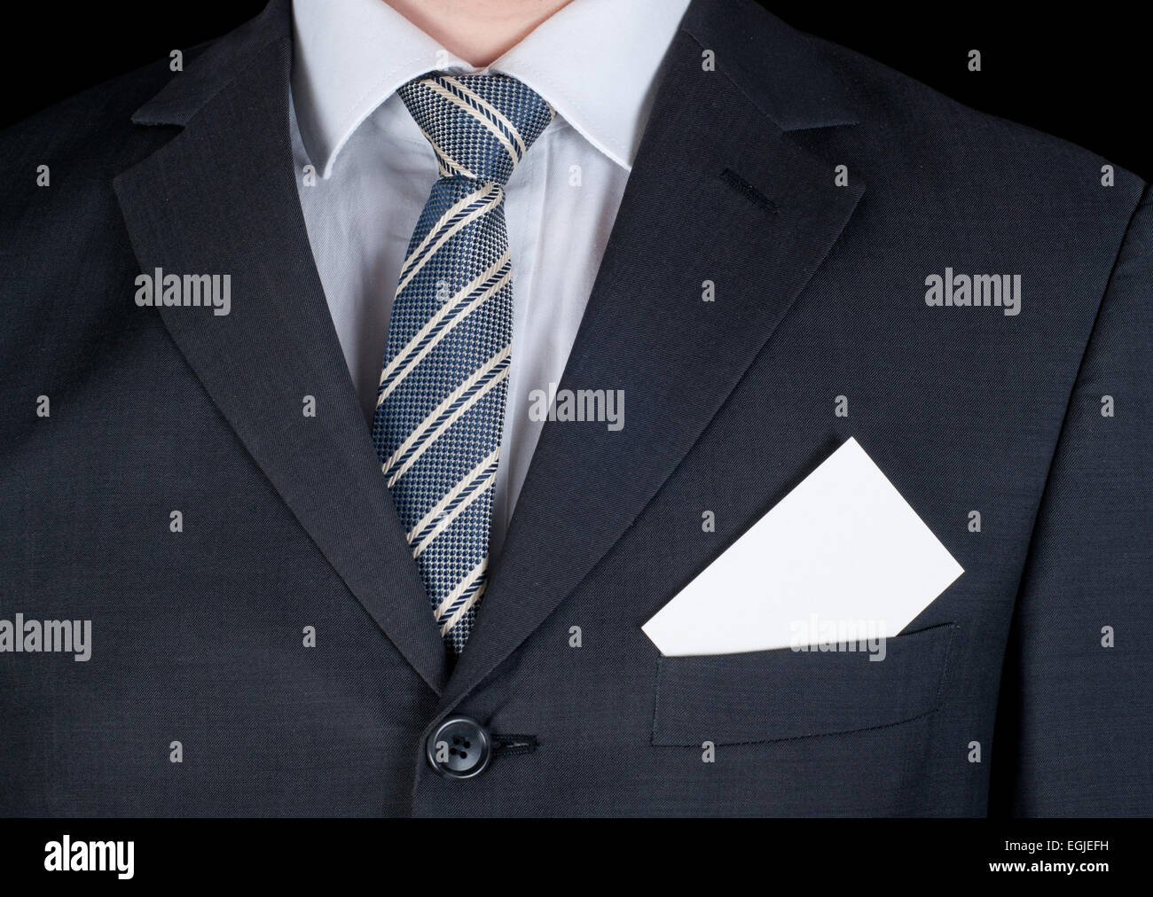 Businessman and card in coat Stock Photo Alamy