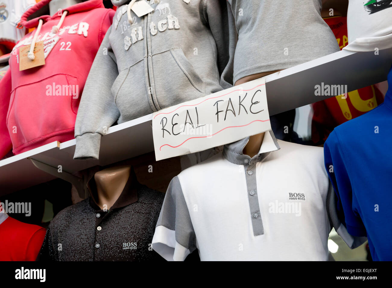 Fake designer clothing Stock Photo