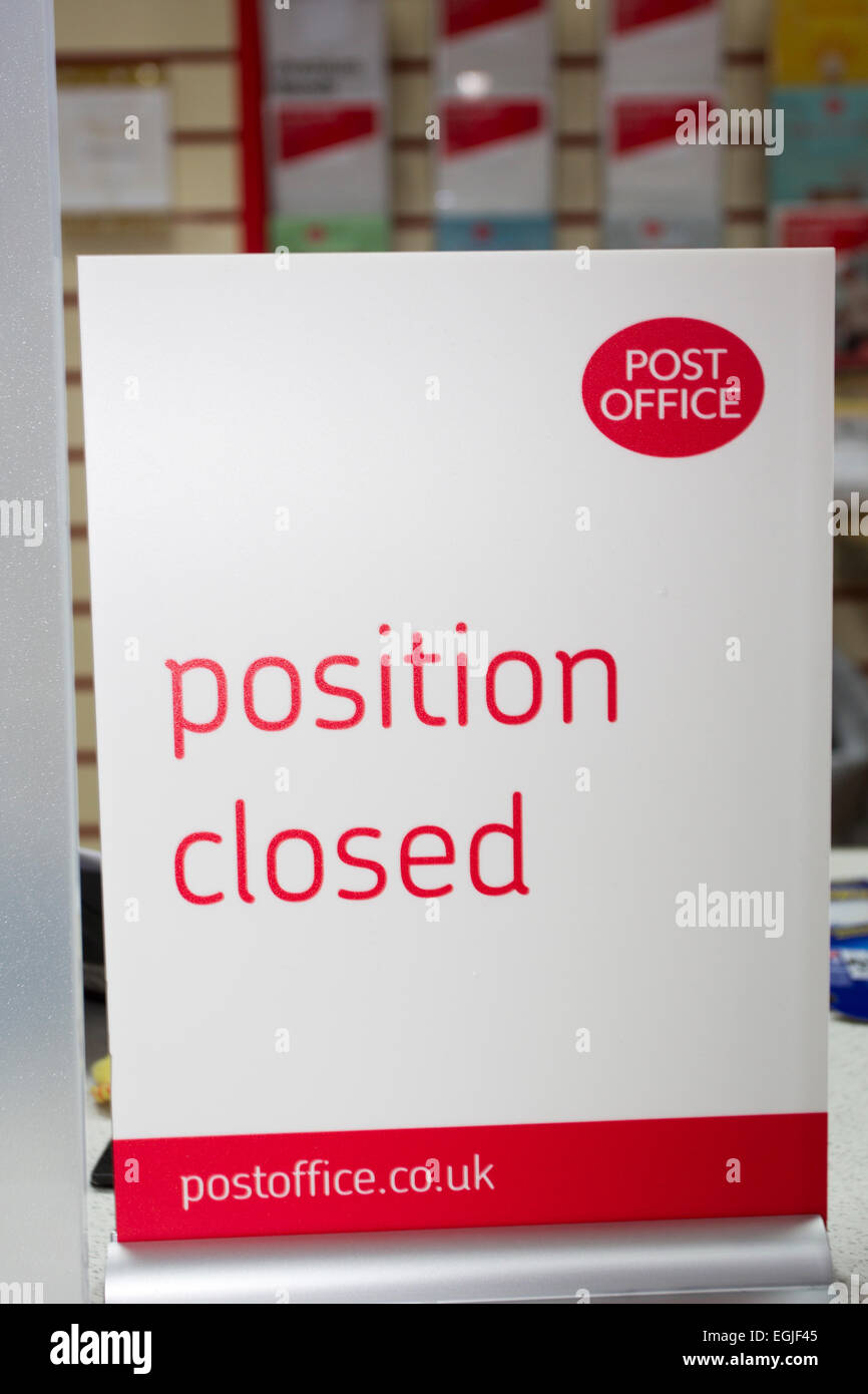 Post Office sign position closed Stock Photo - Alamy