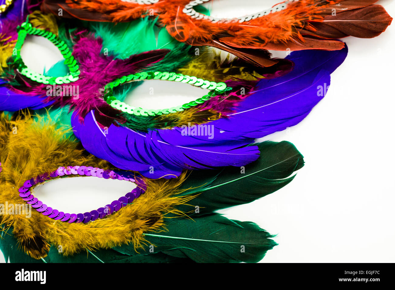 Multicolored Decorations For Mardi Gras Party On The Table Stock