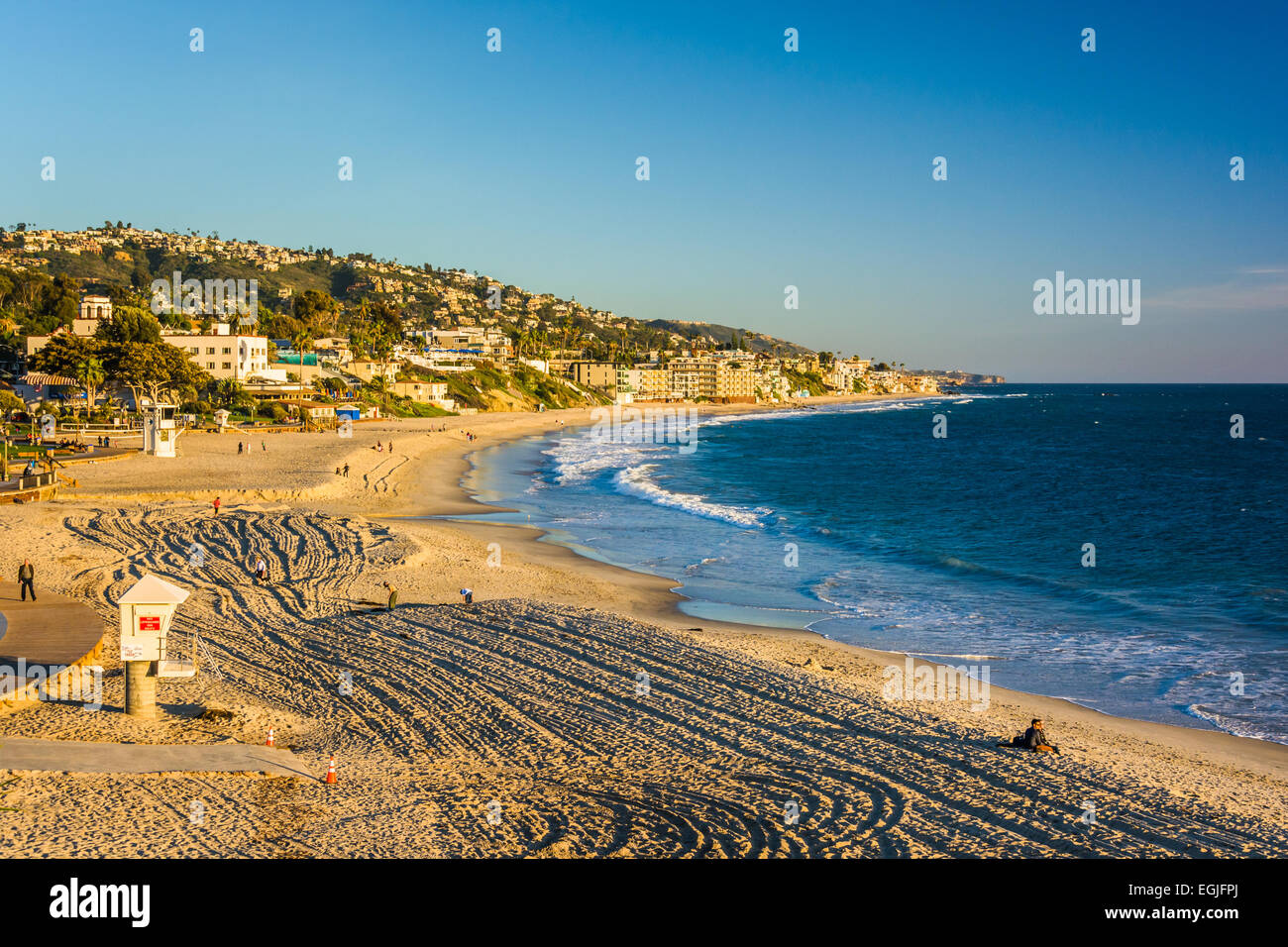 View of the Main Beach Park from cliffs at Heisler Park, in Laguna Beach, California. Stock Photo