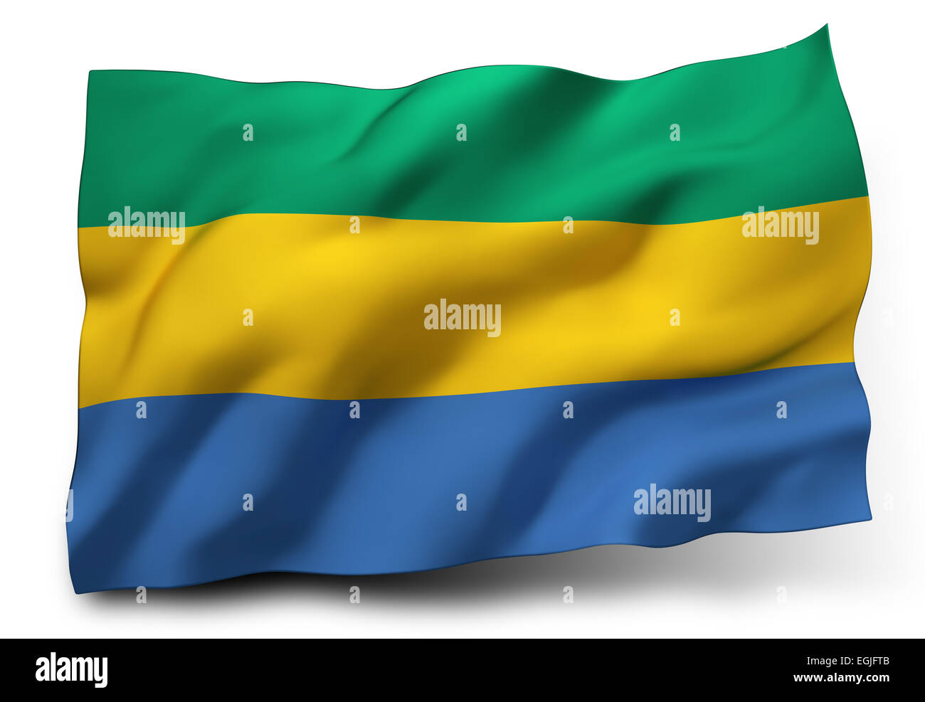Waving flag of Gabon isolated on white background Stock Photo - Alamy