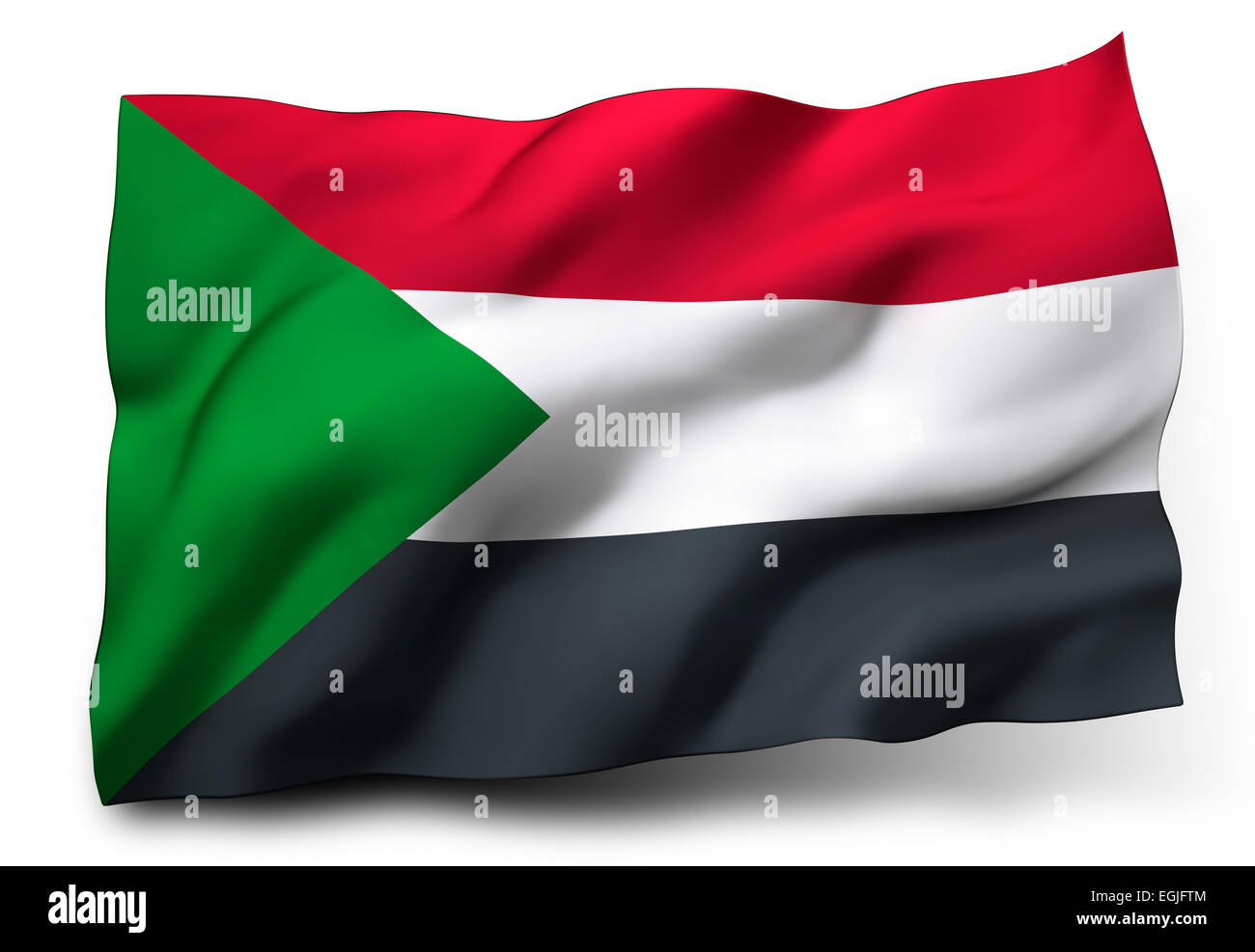 Waving flag of Sudan isolated on white background Stock Photo