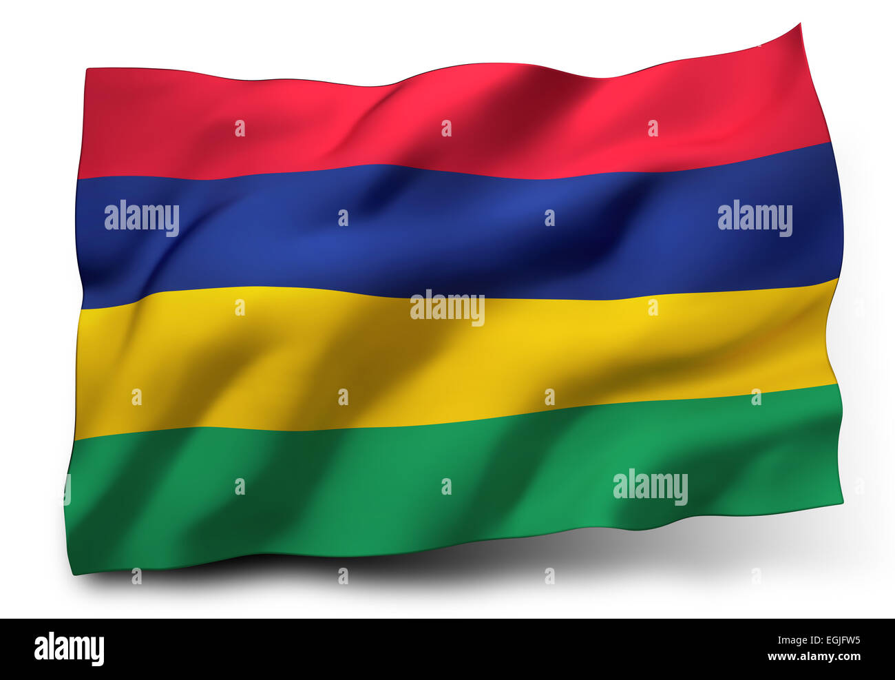 Waving flag of Mauritius isolated on white background Stock Photo - Alamy