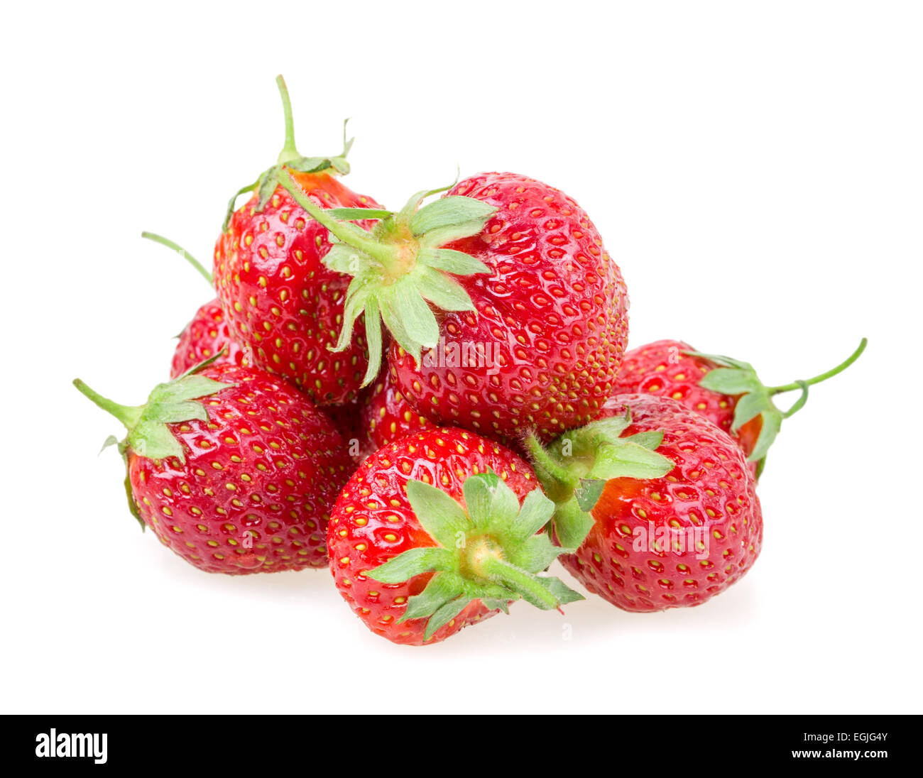 juicy ripe strawberries with leaves on a white background Stock Photo ...