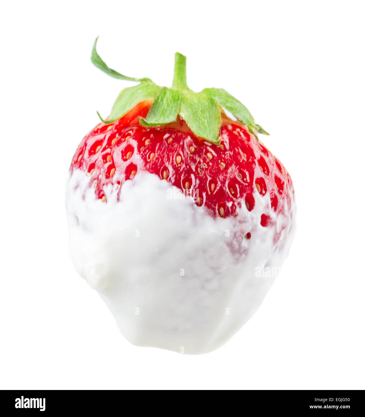 juicy ripe strawberries with leaves on a white background Stock Photo ...