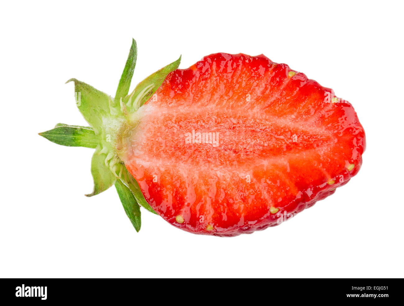 juicy ripe strawberries with leaves on a white background Stock Photo ...