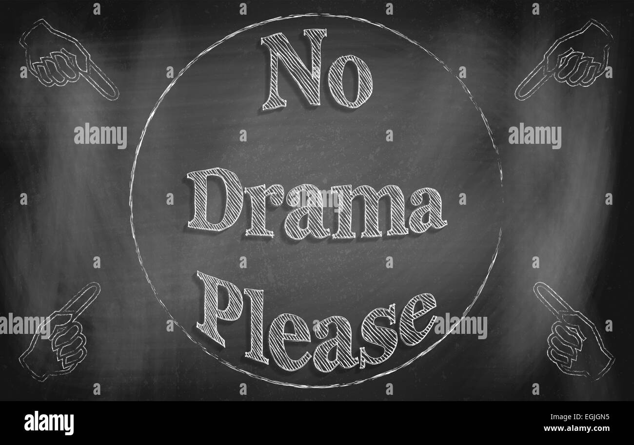 Black chalkboard with inscription 'No Drama Please'. Stock Photo