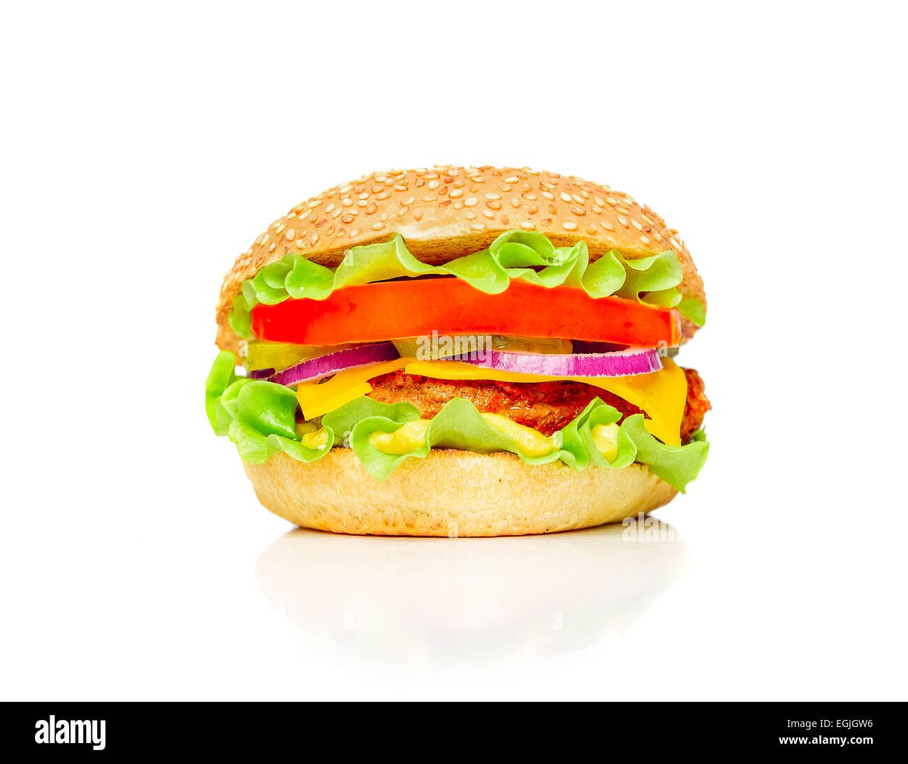 Big appetizing hamburger Stock Photo