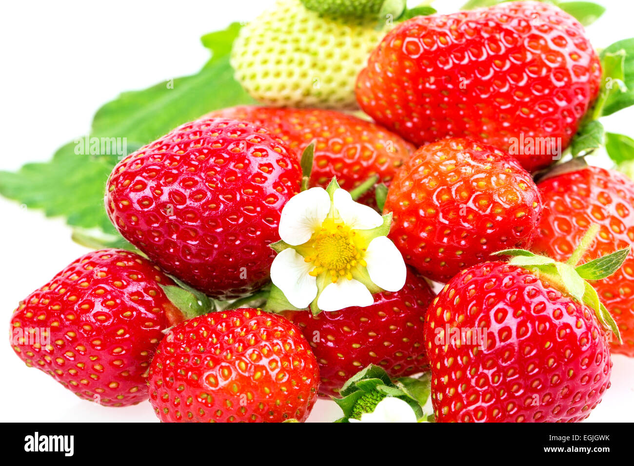 ripe strawberries isolated on white background Stock Photo - Alamy