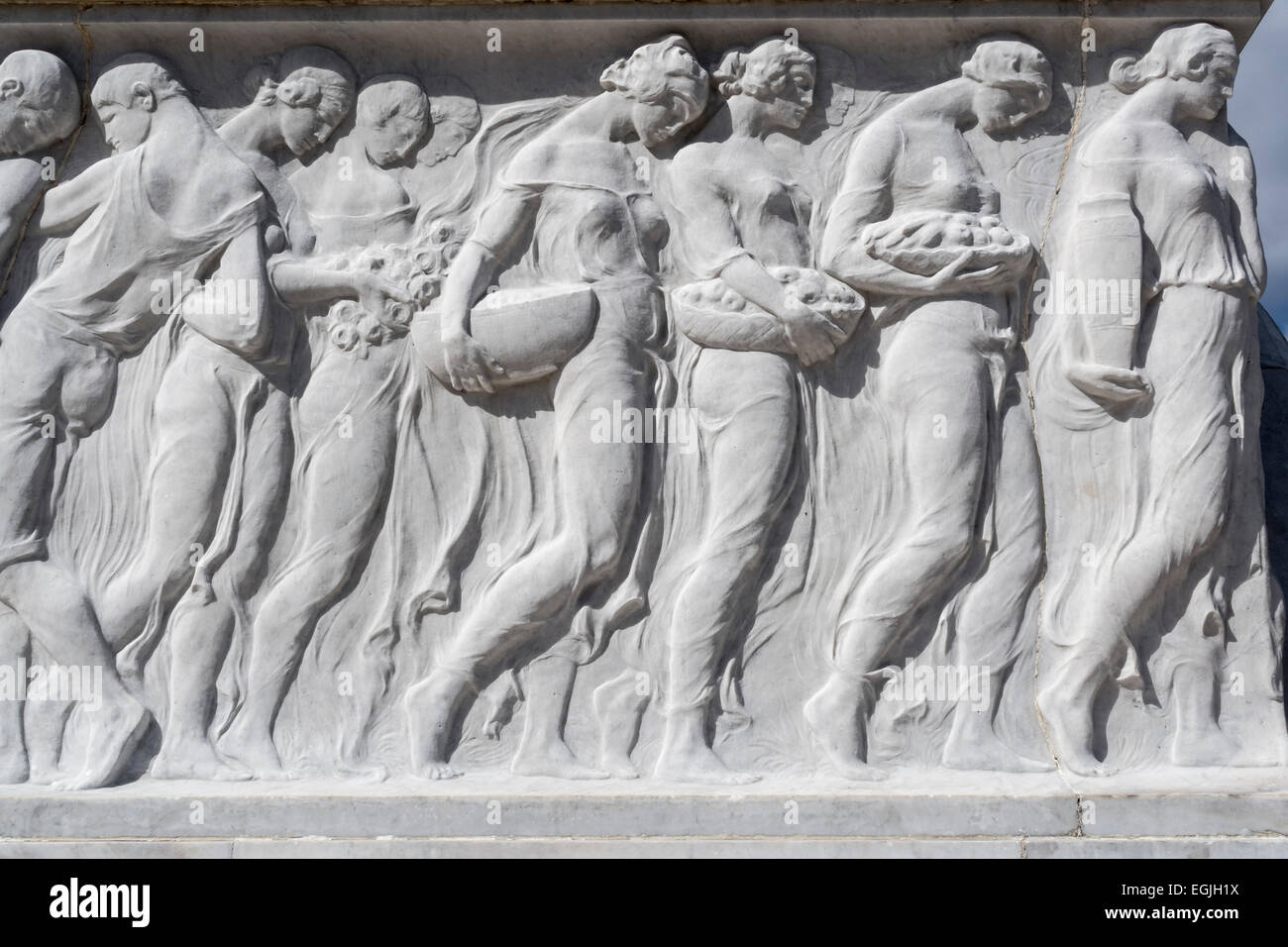 Detail of figures sculpted around the base of the General Maximo Gomez monument, Parque Martires del 71, Havana, Cuba. Stock Photo