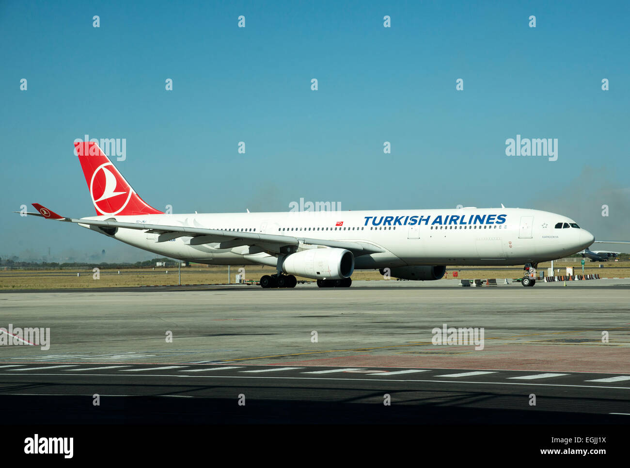 Turkish Airlines A330 Airbus on taxiway Cape Town International Airport South Africa Stock Photo