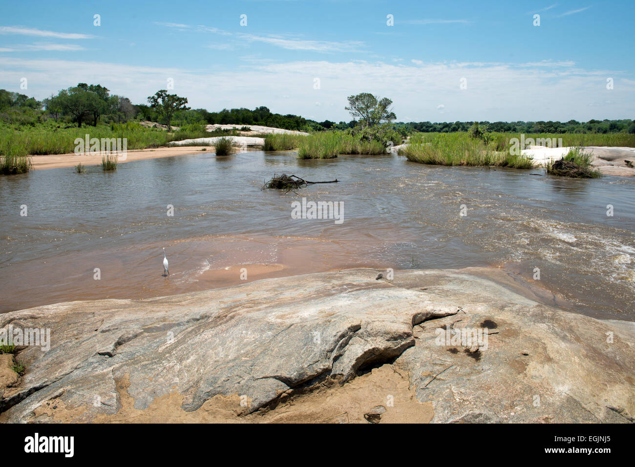Granite rocks in a riverbed, Kruger National Park, South Africa Stock Photo
