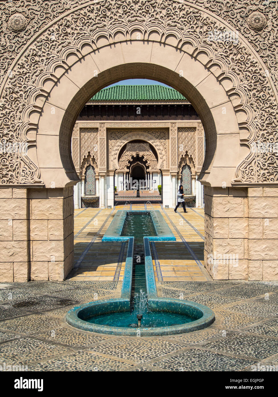 The entrance to the Moroccan Pavilion in Putrajaya, Malaysia Stock