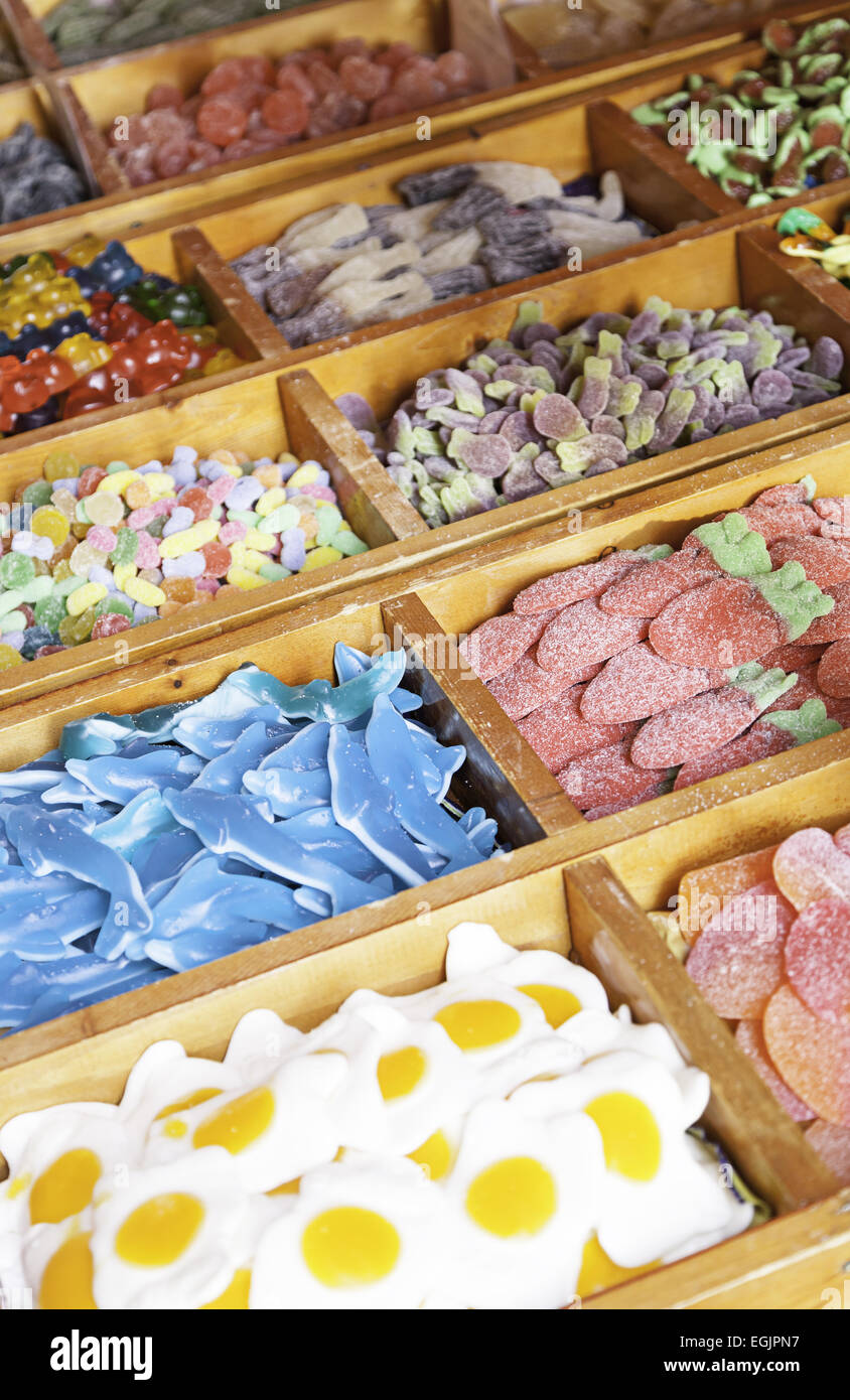 Gummy candy in the market, artisan detail gummy in a typical Spanish