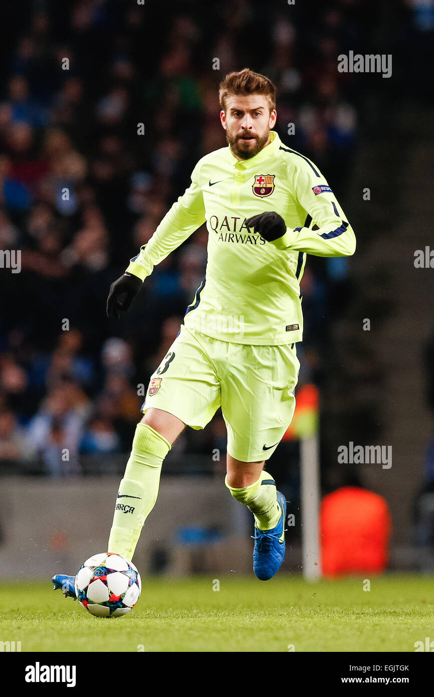 Manchester, UK. 24th Feb, 2015. Gerard Pique (Barcelona) Football/Soccer : Gerard Pique of Barcelona during the UEFA Champions League Round of 16 First leg match between Manchester City and Barcelona at Etihad Stadium in Manchester, England . © AFLO/Alamy Live News Stock Photo