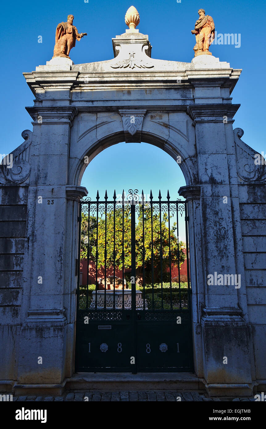Arched Gate in Faro Oldtown. Algarve, Portugal Stock Photo