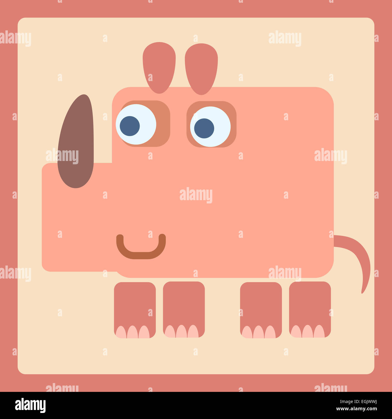 Rhino stylized cartoon animal icon. Baby style Stock Photo