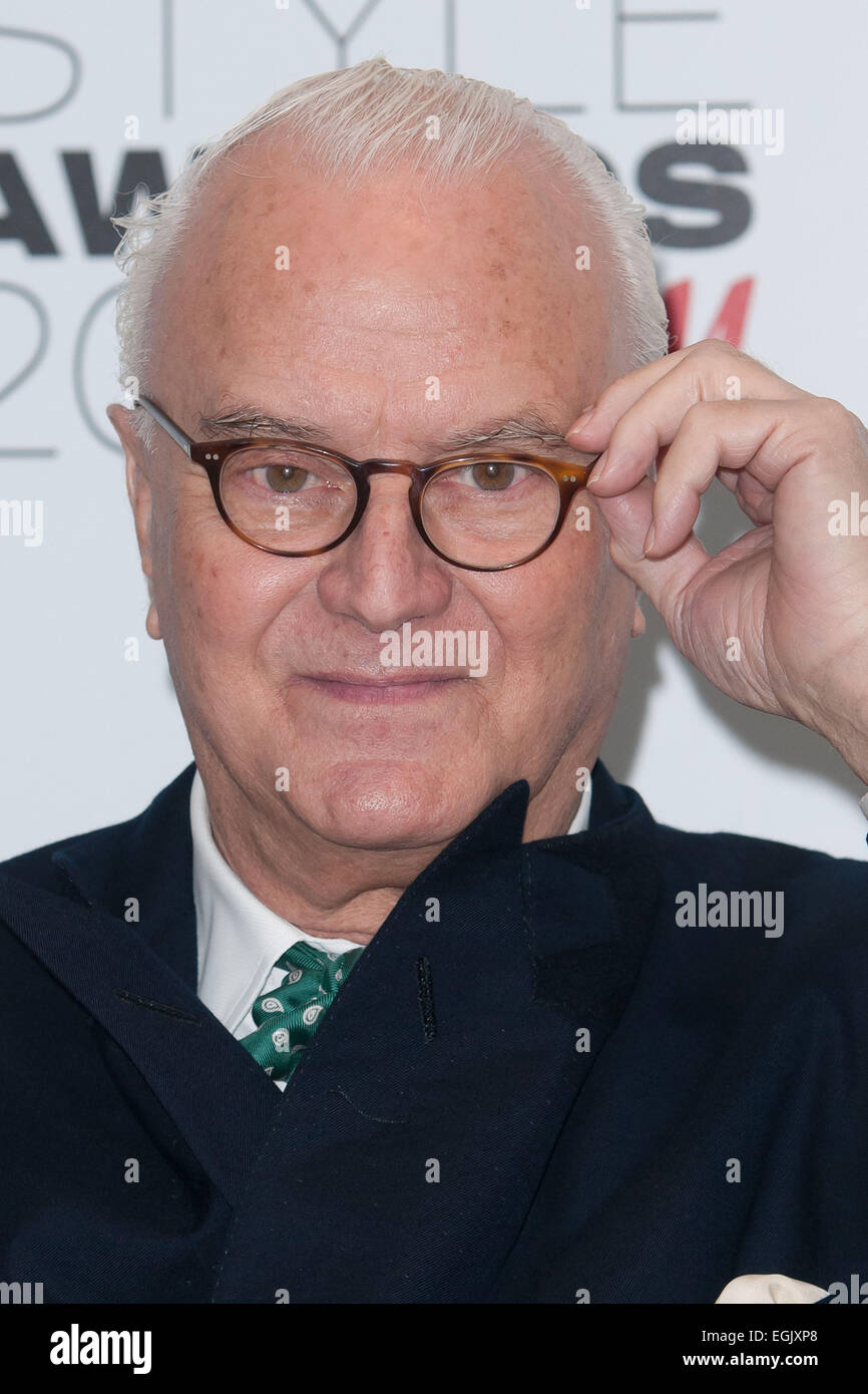 London. 24th Feb, 2015. Manolo Blahnik attending the Elle Style Awards 2015 at The Sky Garden on February 24, 2015 in London./picture alliance © dpa/Alamy Live News Stock Photo