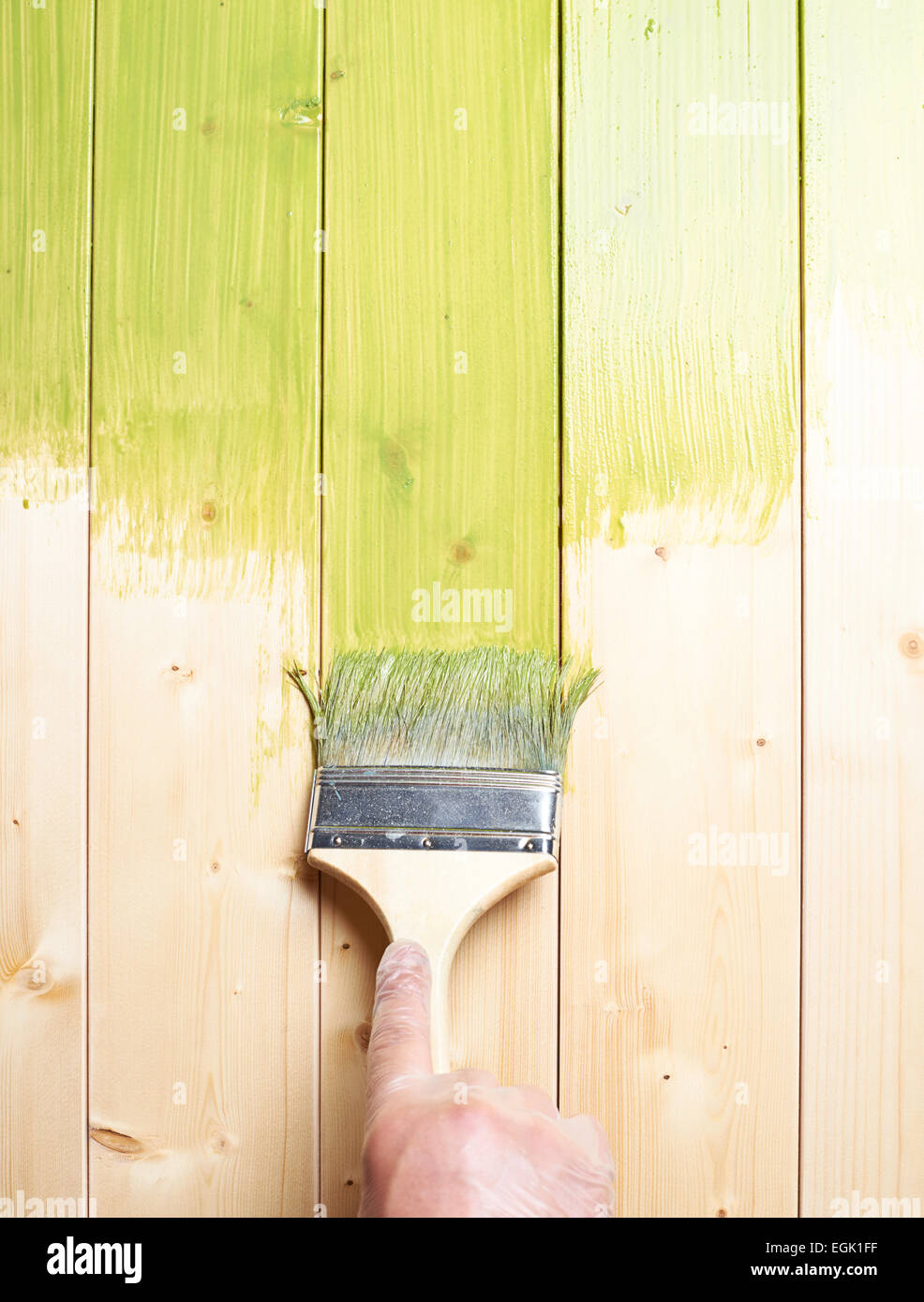 Process of painting wooden boards Stock Photo Alamy