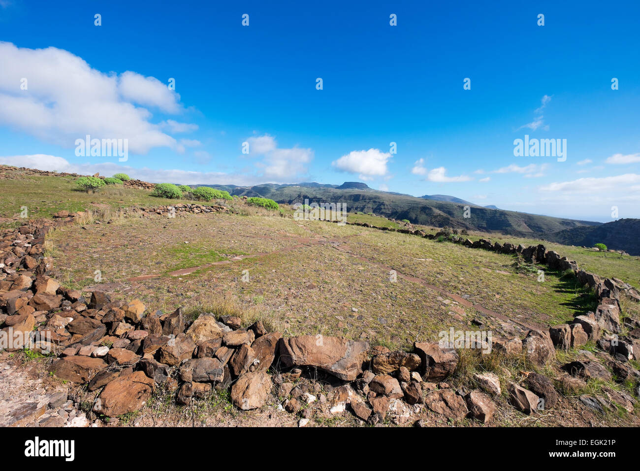 Old threshing floor, La Merica, Valle Gran Rey, La Gomera, Canary Islands, Spain Stock Photo