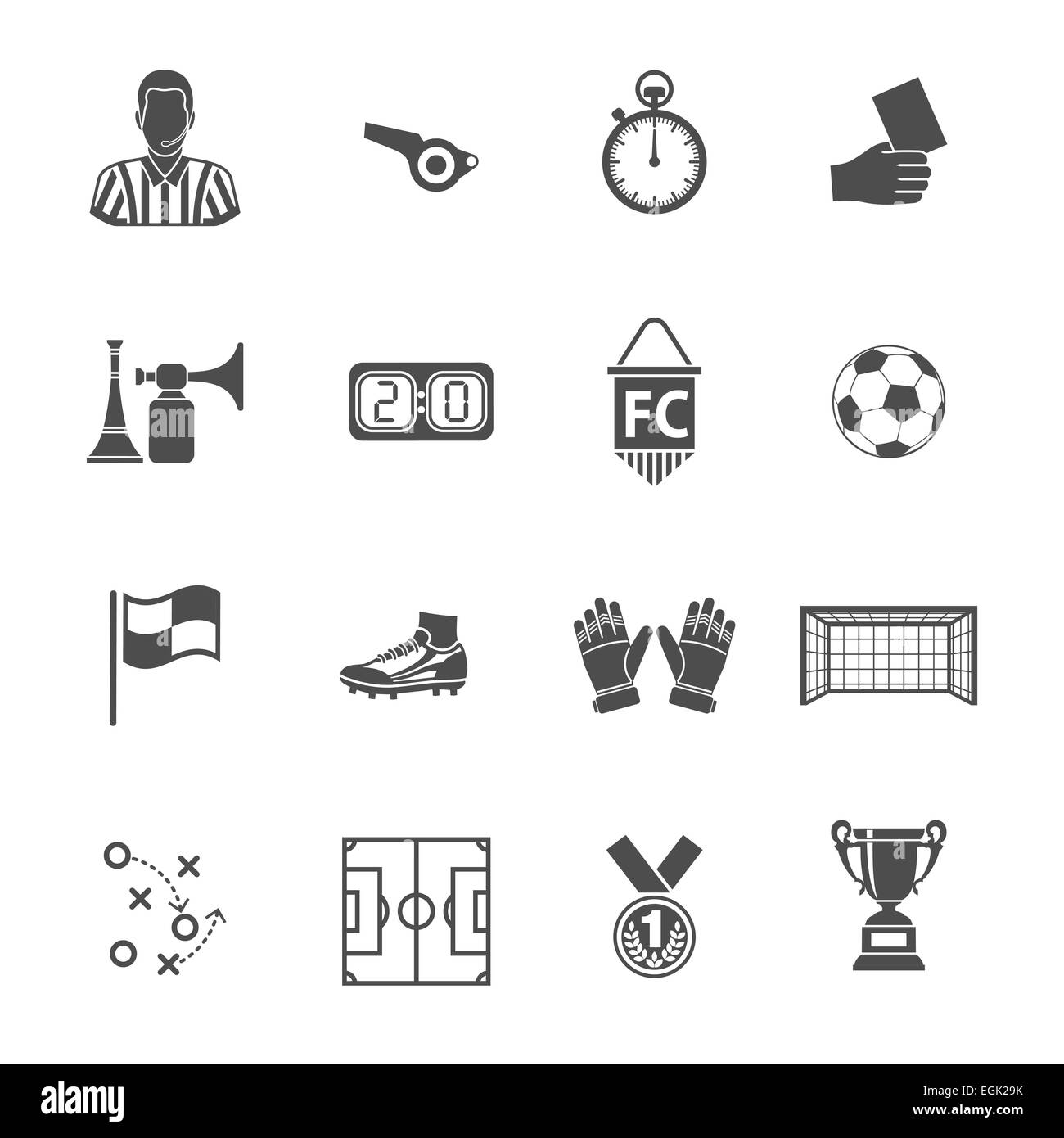 Soccer and Football Icon Set for Flyer, Poster, Web Site. Illustration isolated on white. Stock Photo