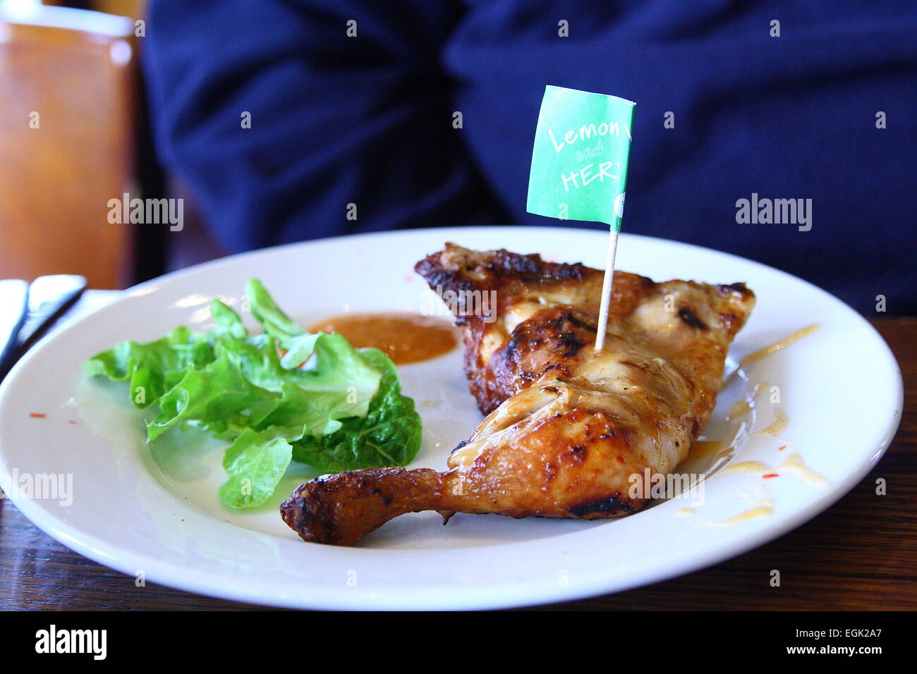 Nandos Chicken  Maryland with lettuce on a plate Stock Photo