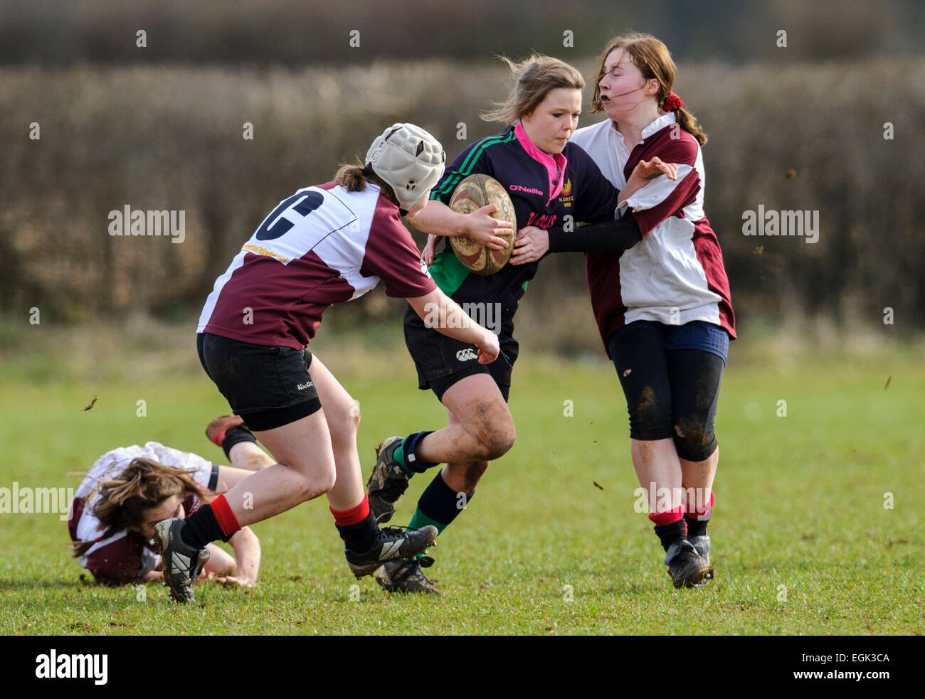 North Dorset RFC under 18 girls vs Dorset under 18 girls. NDRFC player in action Stock Photo Alamy