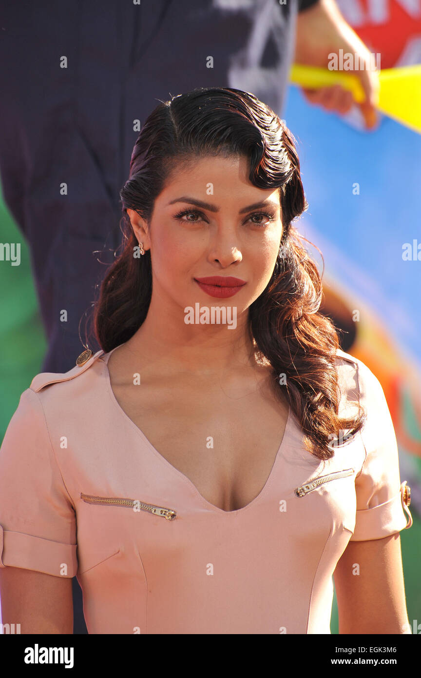 LOS ANGELES, CA - AUGUST 5, 2013: Priyanka Chopra at the world premiere of her movie Disney's Planes at the El Capitan Theatre, Hollywood. Stock Photo
