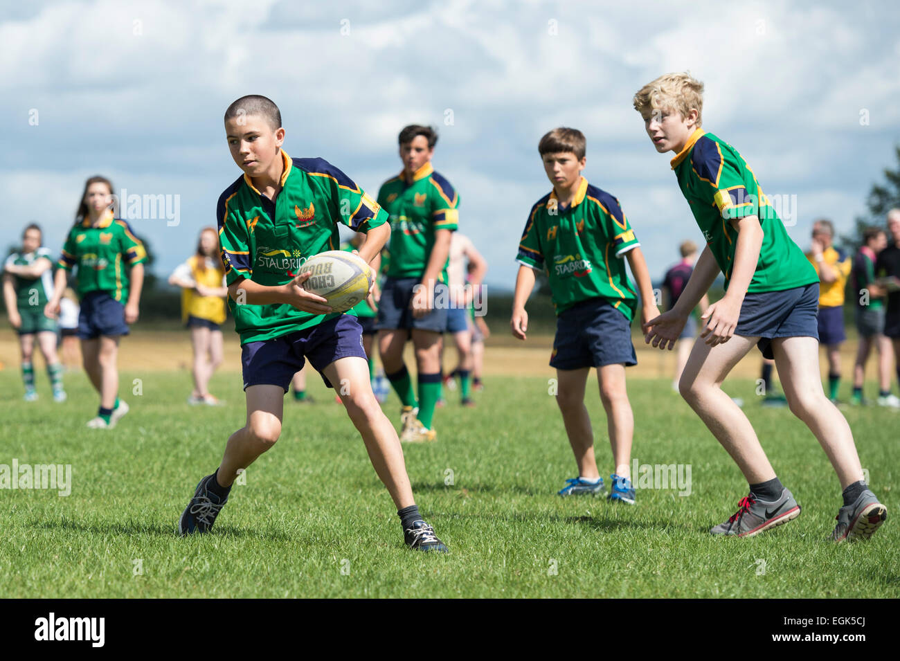 North Dorset RFC Open Day. Junior rugby players in action. Stock Photo