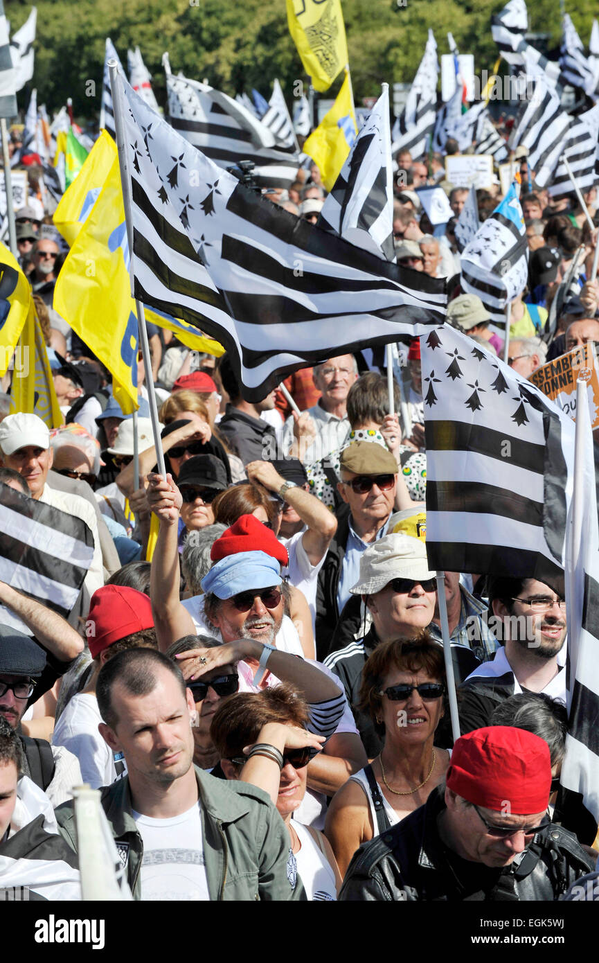 Nantes (northwestern France): Demonstration for the incorporation of the Loire Atlantique department into the Brittany region Stock Photo