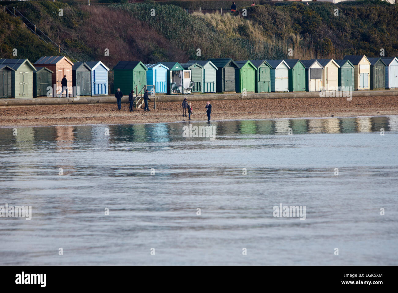 Beach huts at Hill Head in Hampshire Stock Photo Alamy