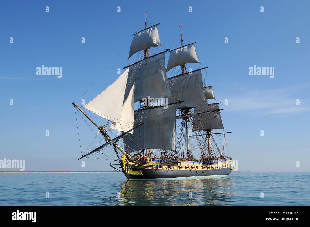 One day aboard the French frigate Hermione (2014/10/02) Stock Photo
