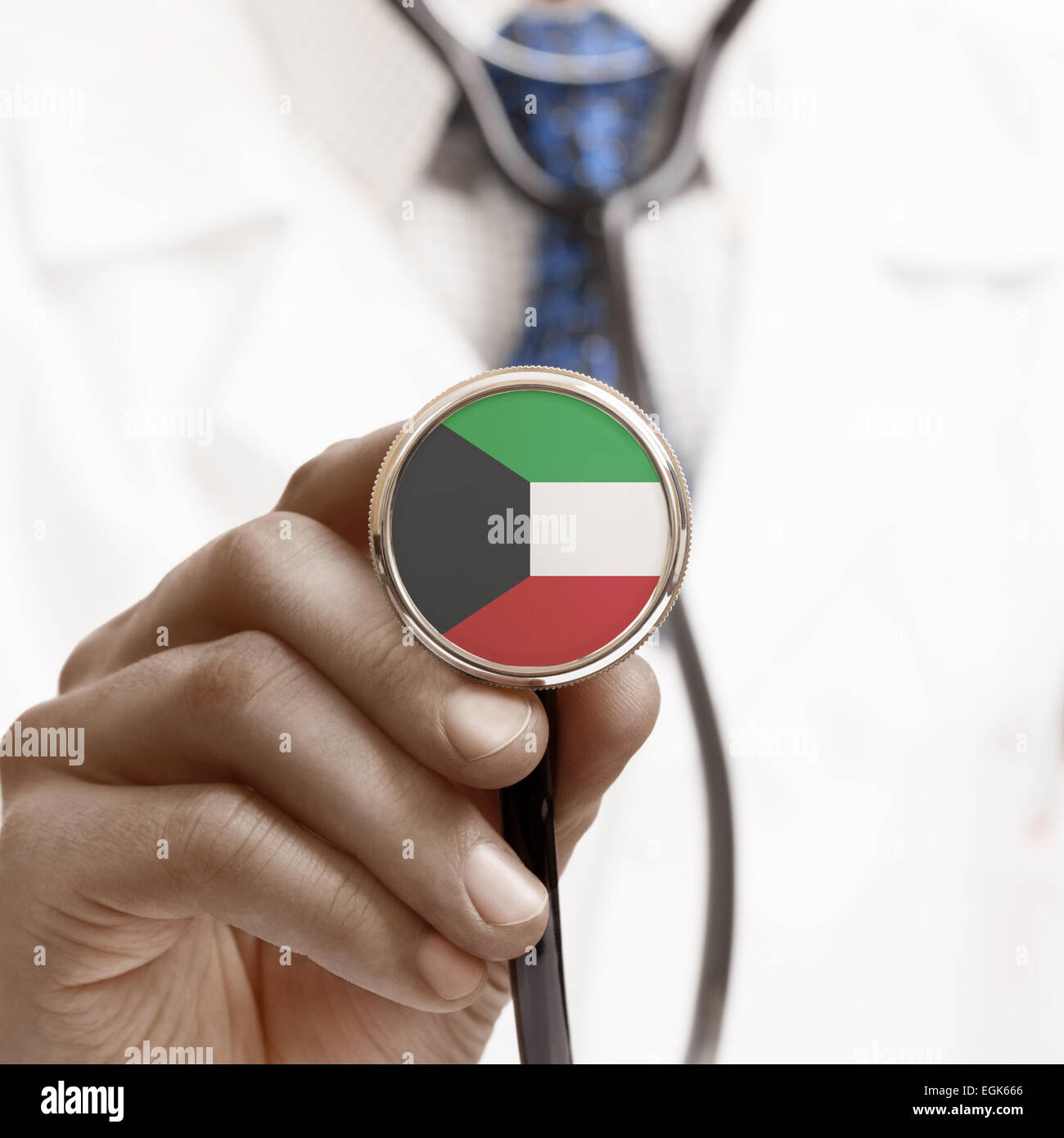 Stethoscope with national flag conceptual series Kuwait Stock Photo