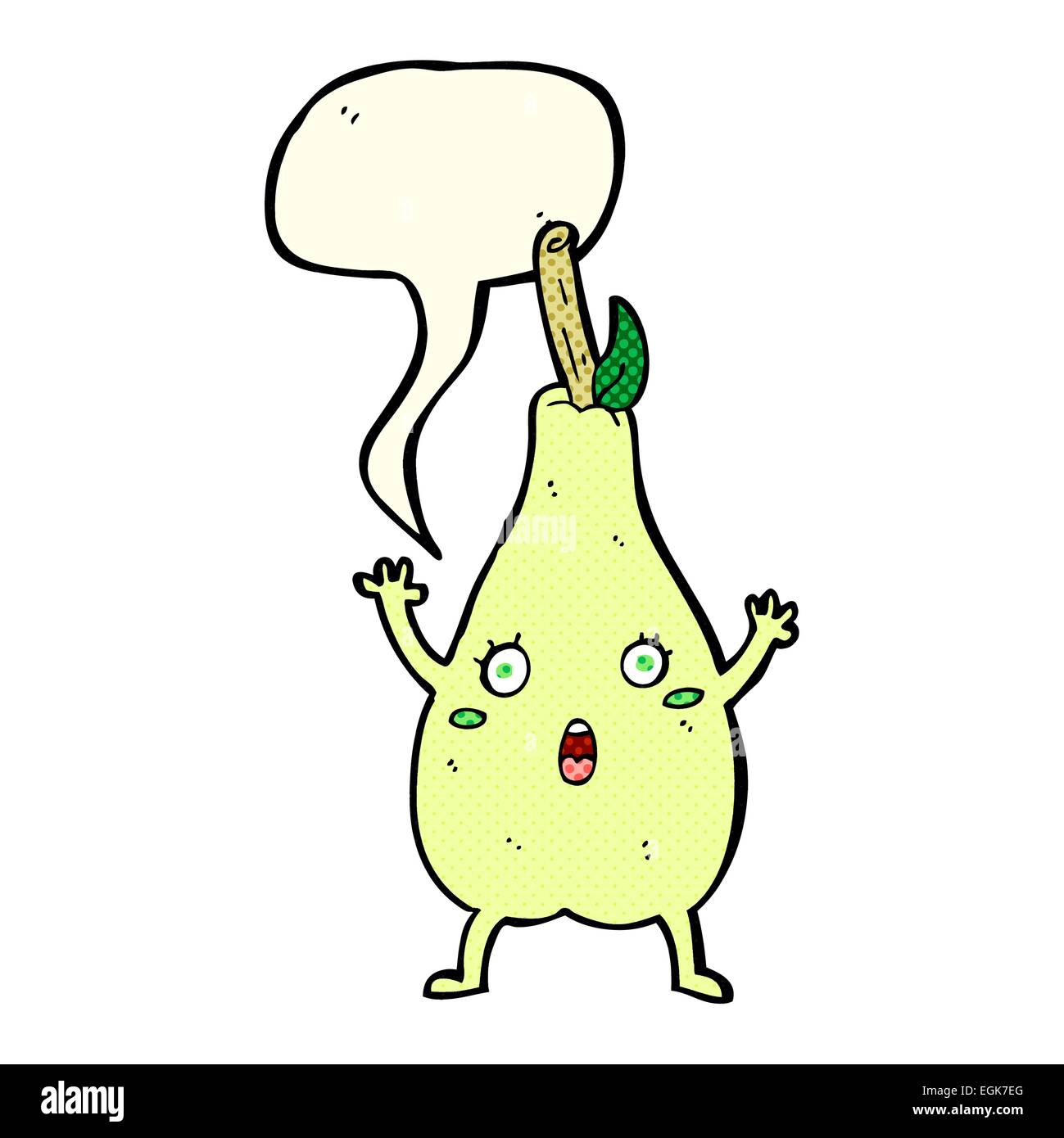 cartoon frightened pear with speech bubble Stock Vector Image & Art - Alamy