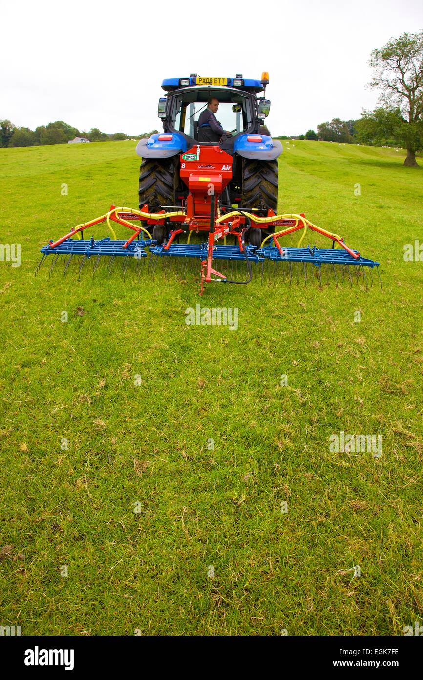 Hatzenbichler Air 8 Pneumatic Seeder & Tractor in field Stock Photo Alamy