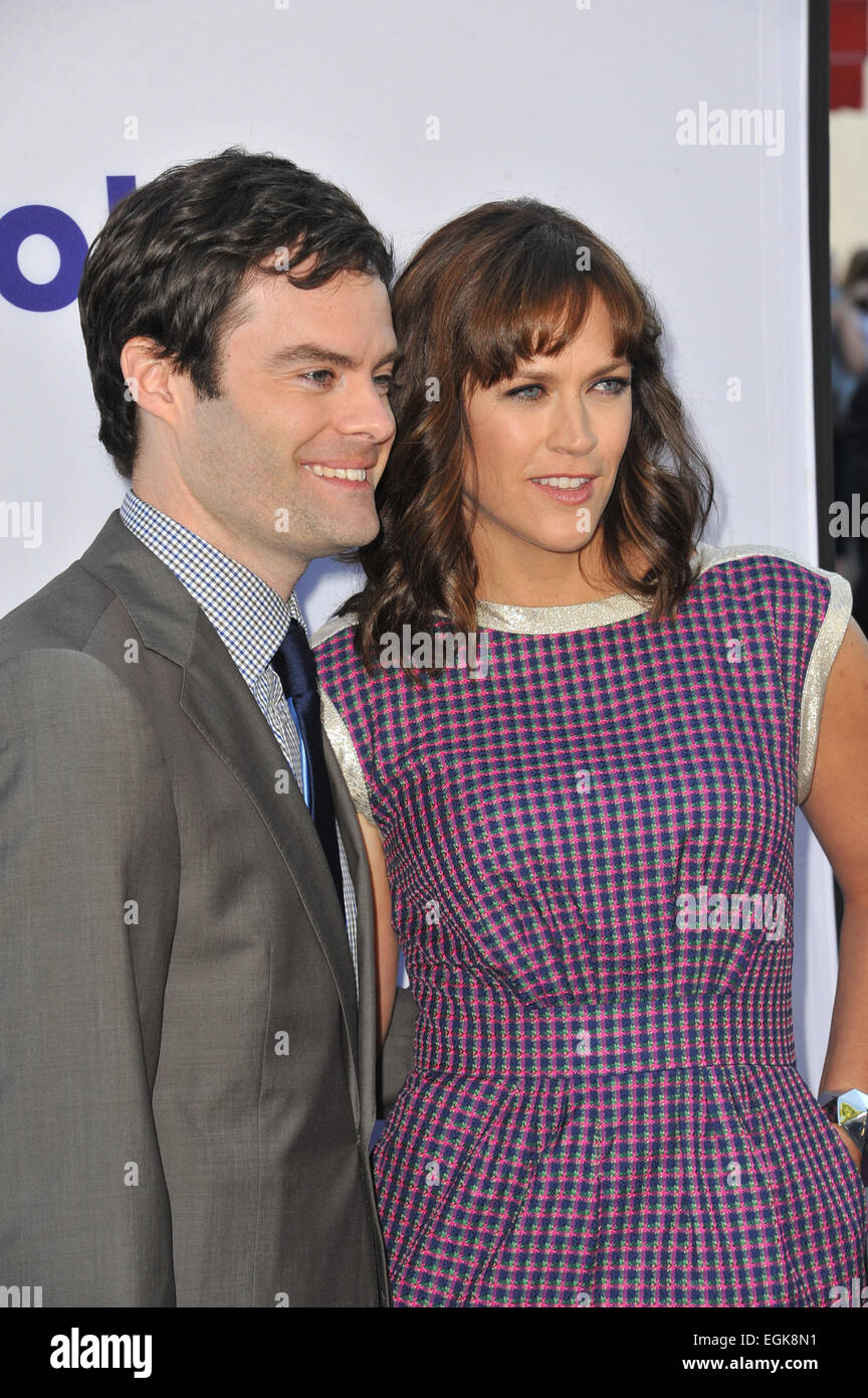 LOS ANGELES, CA - JULY 23, 2013: Actor Bill Hader & wife writer/director Maggie Carey at the Los Angeles premiere of their movie 'The To Do List' at the Regency Bruin Theatre, Westwood. Stock Photo