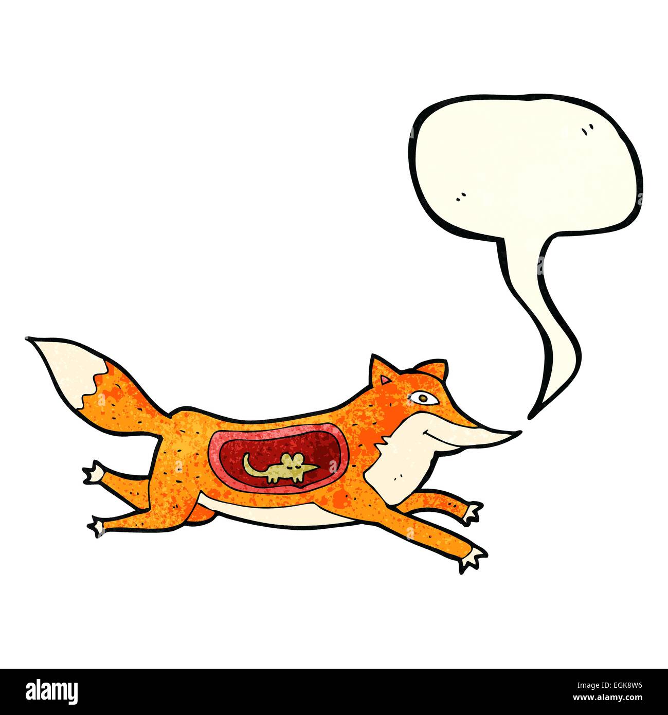cartoon fox with mouse in belly with speech bubble Stock Vector Image