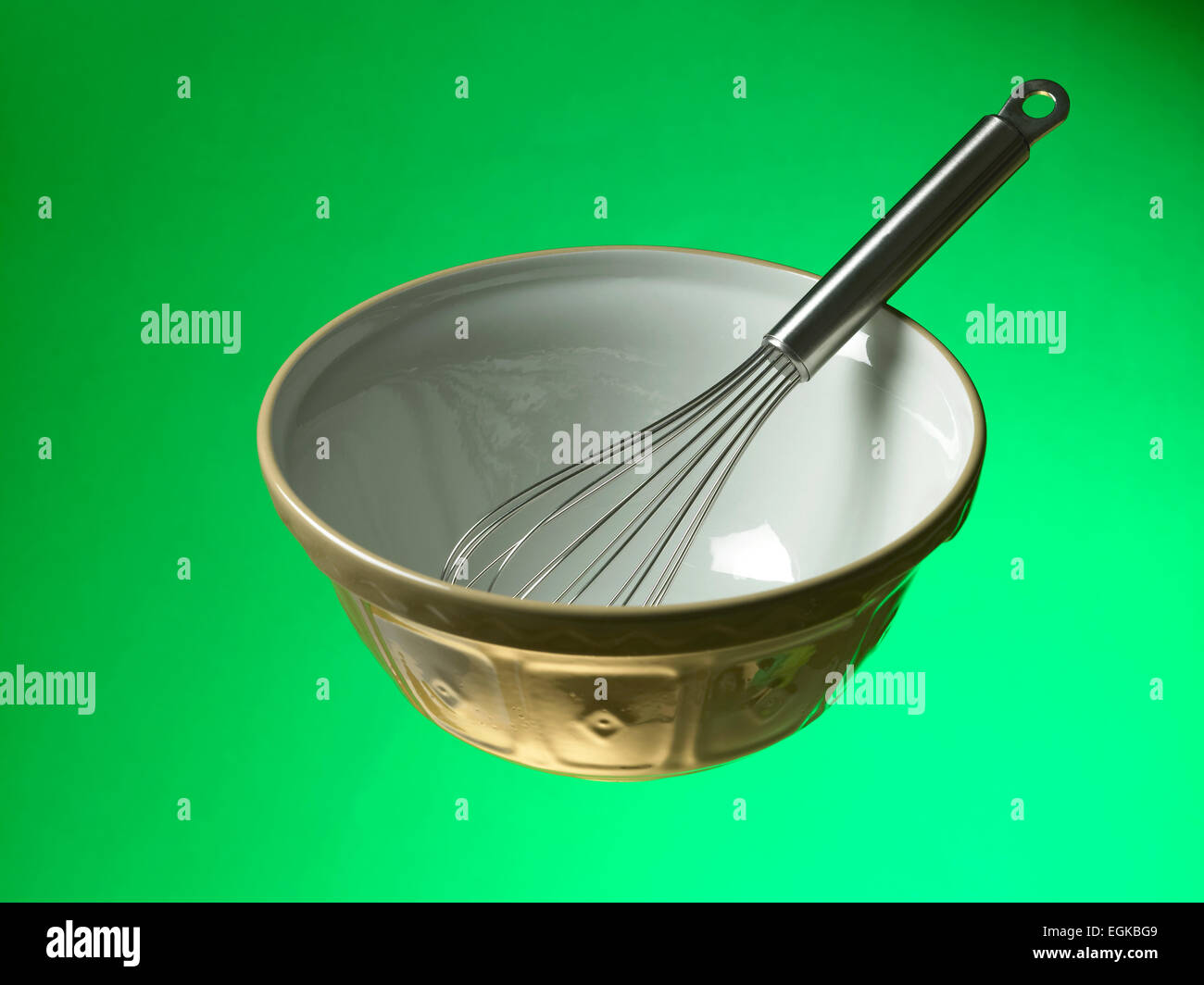 mixing bowl and whisk Stock Photo