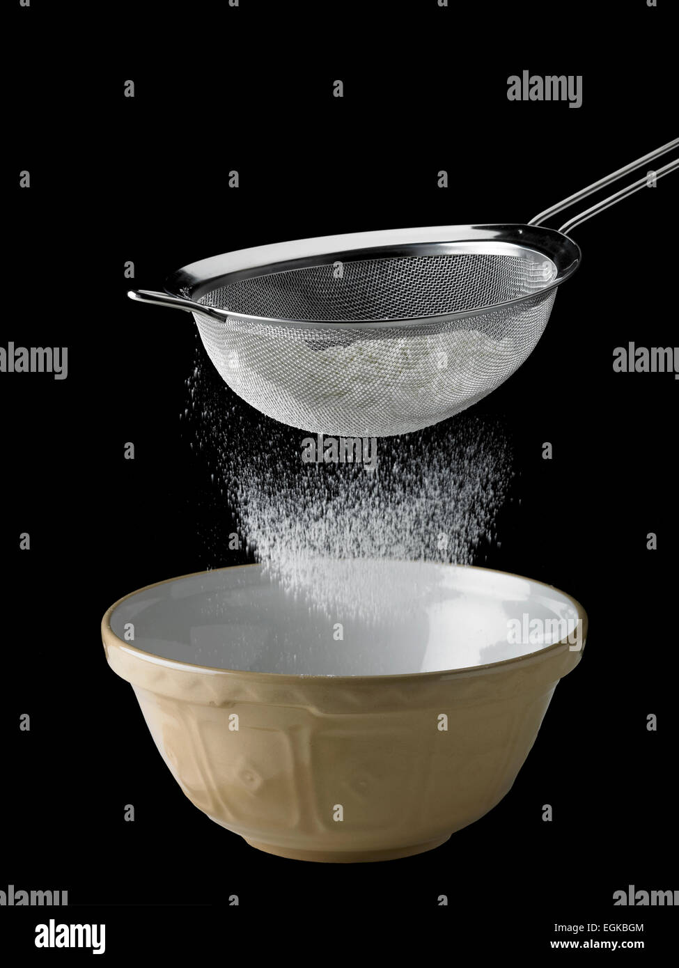 sieve flour and bowl Stock Photo