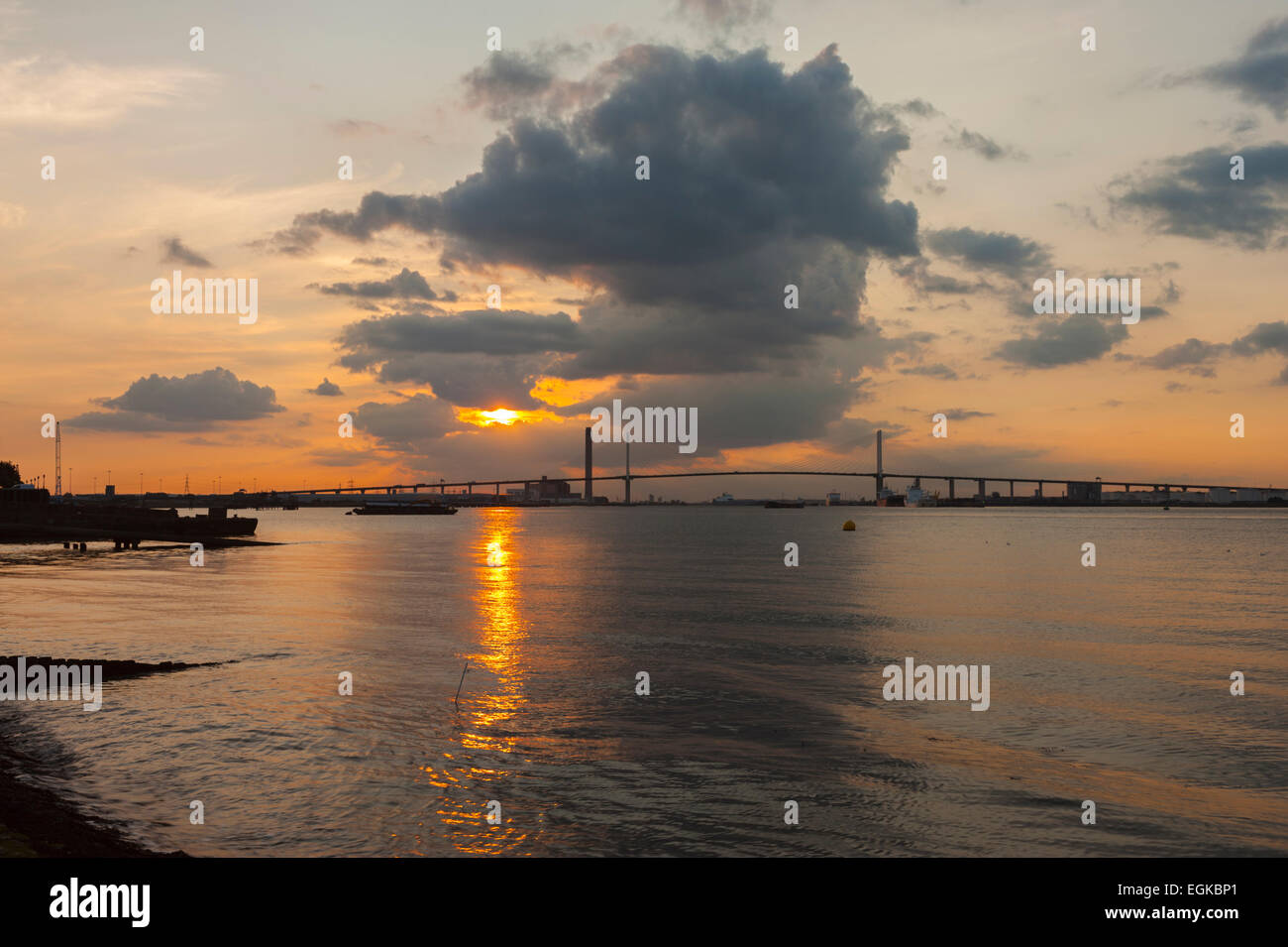 The Dartford bridge at sunset from Greenhithe Stock Photo Alamy