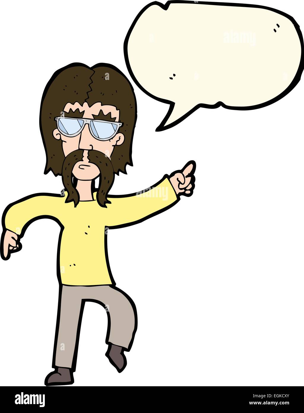 cartoon hippie man wearing glasses with speech bubble Stock Vector ...