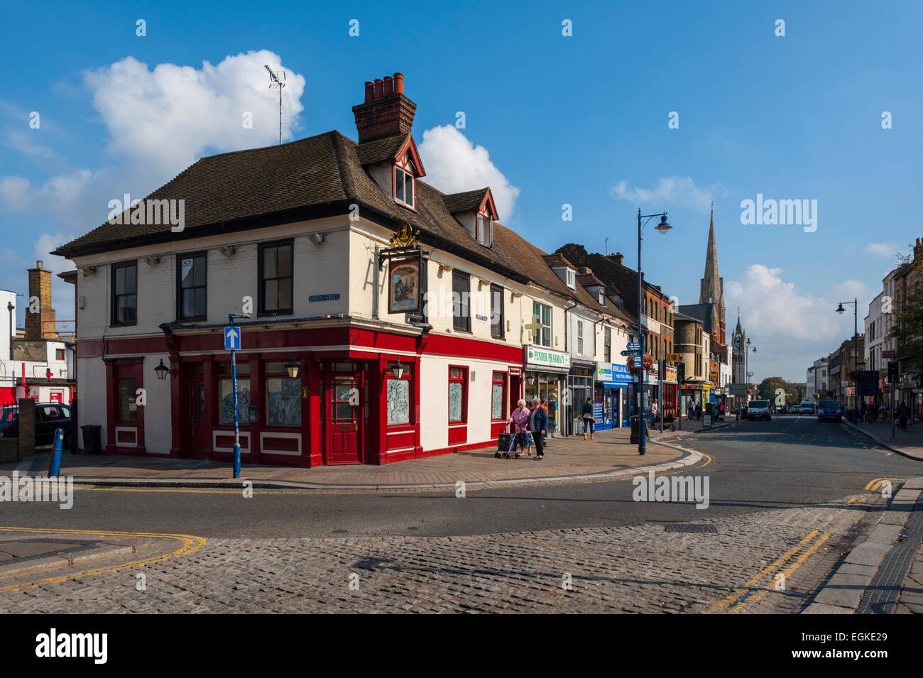 Looking along milton road gravesend towards rochester Stock Photo Alamy