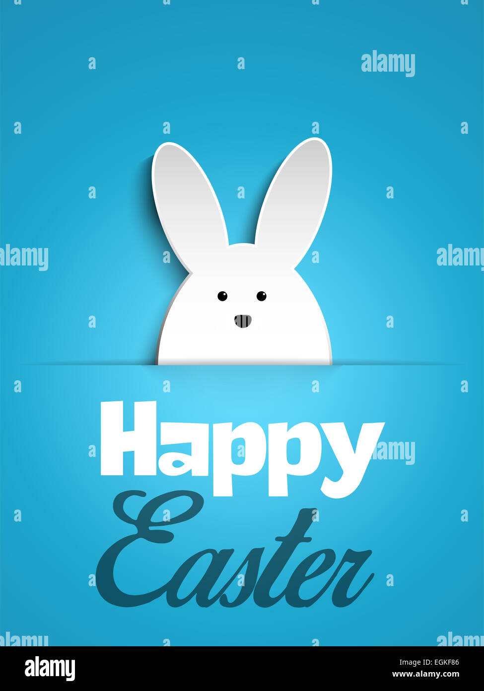 Vector - Happy Easter Rabbit Bunny on Blue Background Stock Photo - Alamy