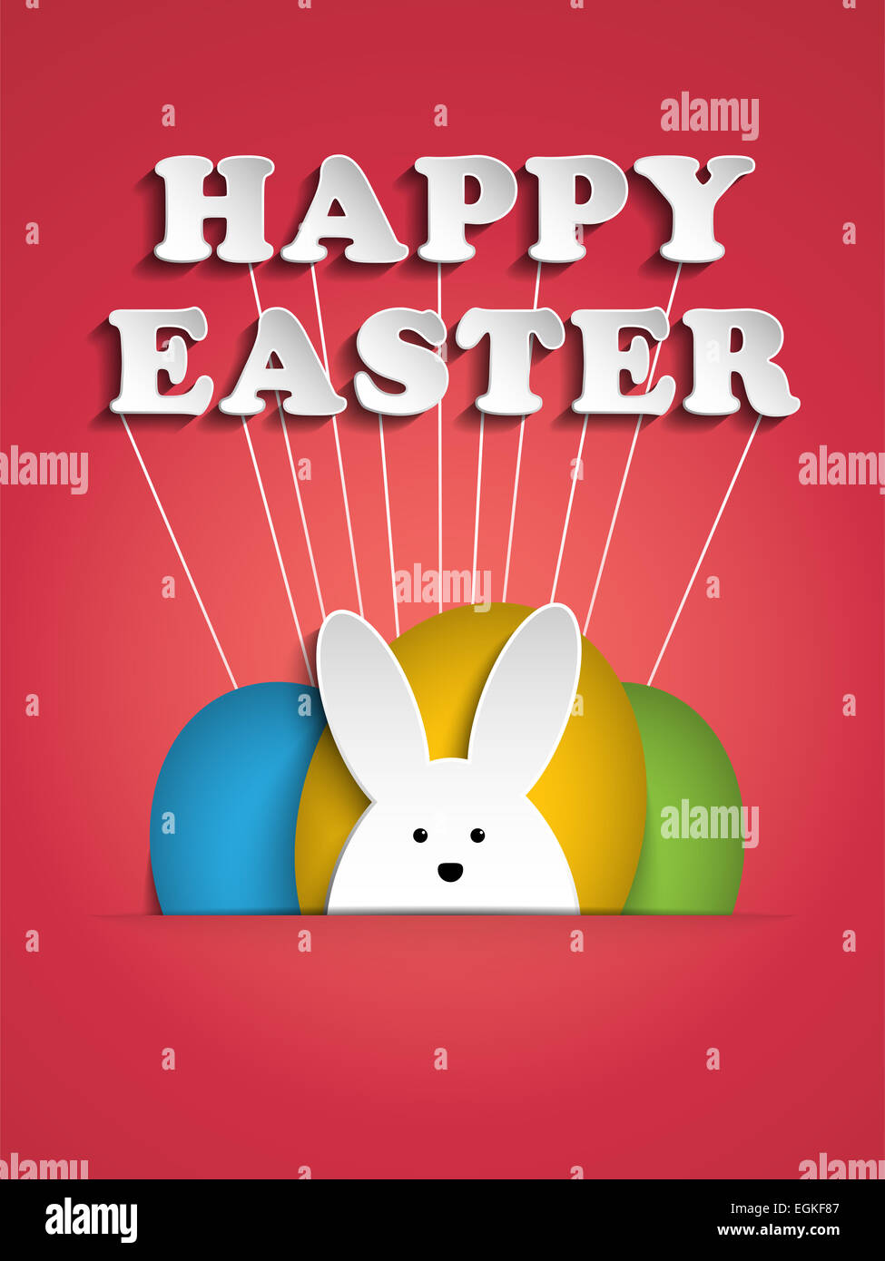 Vector - Happy Easter Rabbit Bunny on Pink Background Stock Photo - Alamy