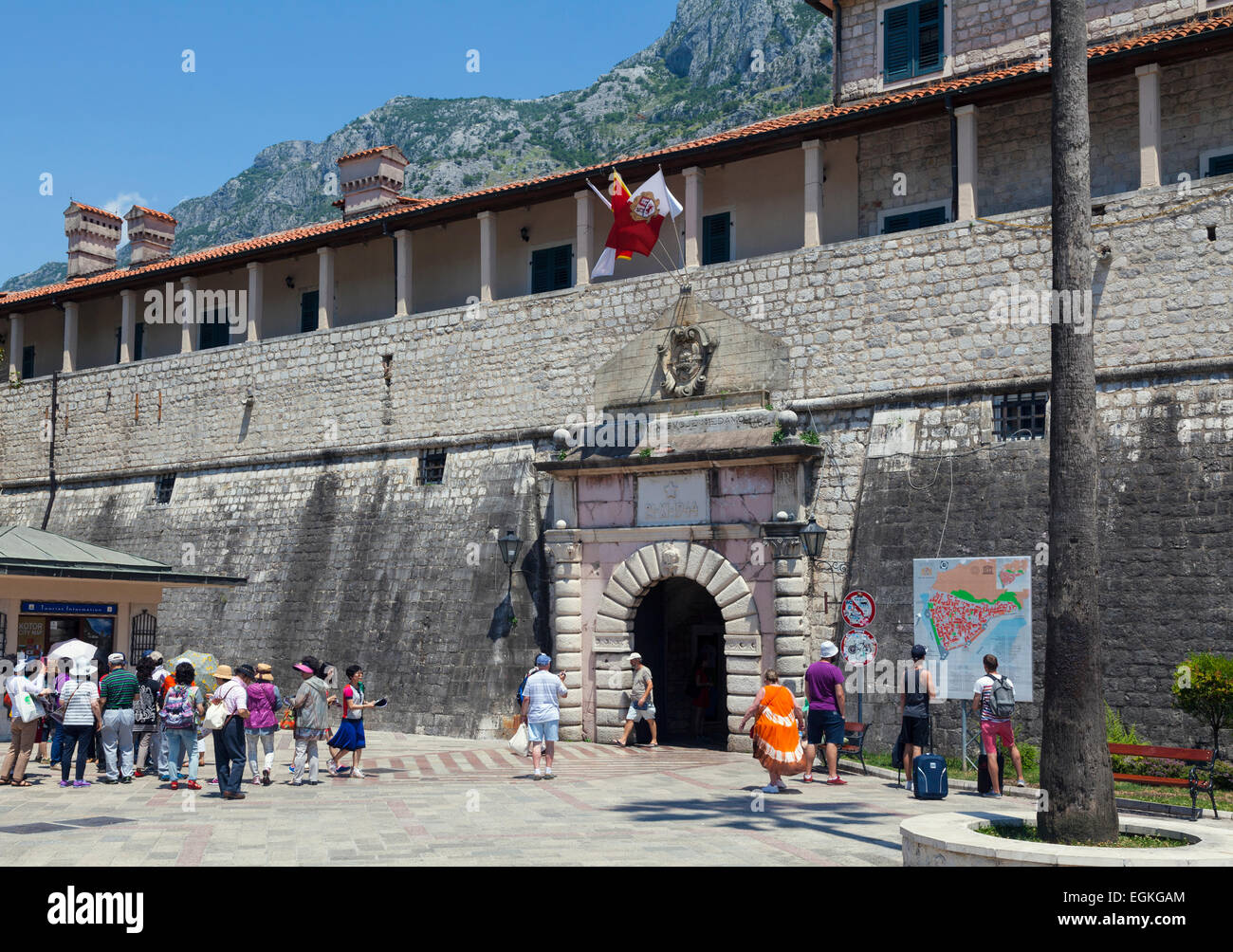 The Sea Gate, main entrance to the old city of Kotor Stock Photo